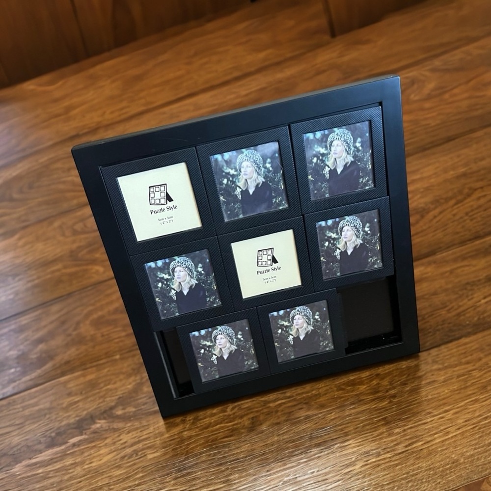 Black Multi-Photo Puzzle Table Frame fits 8 2x2 Photos